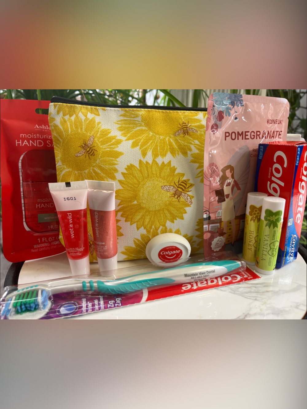 Travel bundle with cute sunflower pouch plus more